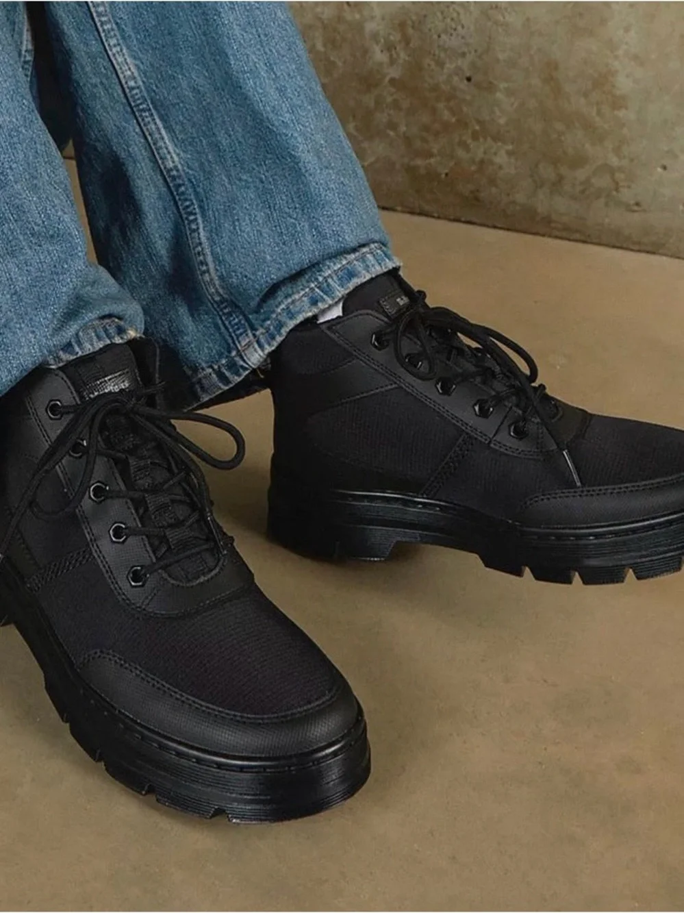 Dr Martens Bonny Tech Black Leather Casual Combat Boots Mens US 7 Women 8 Docs